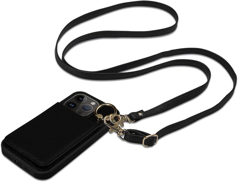 Keallce Case for iPhone 15 Pro 6.1'', Detachable Crossbody Case Wallet with RFID Blocking Card Holder, 360?Ring Stand, Folio Leather Phone Cover Shoulder Lanyard Strap Lady for iPhone 15 Pro 5G, Black - Image 1